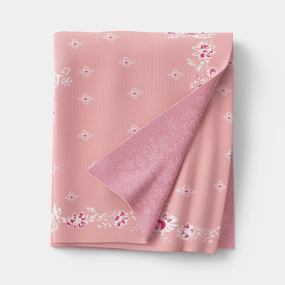 Floral Knit Jacquard Throw Blanket Pink/Cream - Threshold Studio McGee